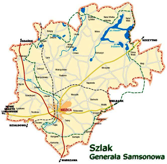 Mapa Szlaku generała Samsonowa