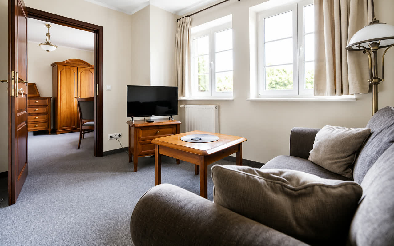 Apartament z osobną sypialnią i częścią dzienną